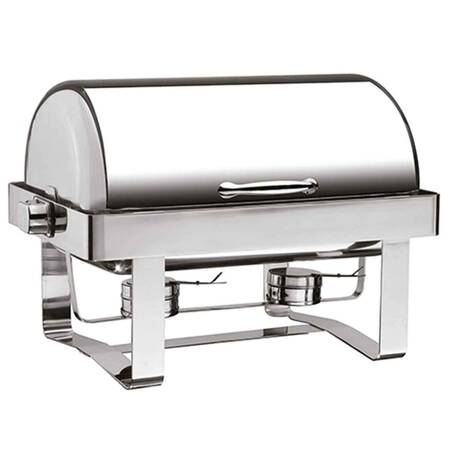 Öztiryakiler Chafing Dish 1/1 Düz Ayak 180 Derece Açılır Kapak, Kızaklı Jel Yakıtlı