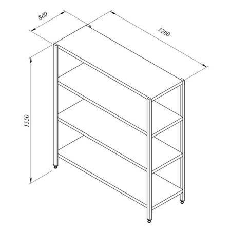 Öztiryakiler İstif Rafı Düz Tabla Paslanmaz 4 Katlı 120x80x155 Cm