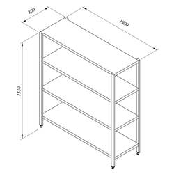 Öztiryakiler İstif Rafı Düz Tabla Paslanmaz 4 Katlı 190x80x155 Cm - Thumbnail
