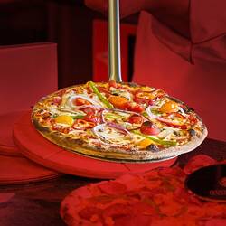 Pizza Küreği 22 Cm, Paslanmaz Çelik, Delikli Yuvarlak - Thumbnail