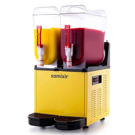 Samixir Twin Ice Slush Granita ve Meyve Suyu Dispenseri, 12+12 L, Sarı