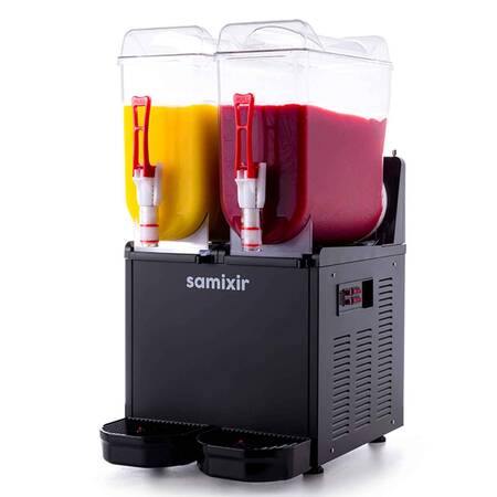 Samixir Twin Ice Slush Granita ve Meyve Suyu Dispenseri, 12+12 L, Siyah