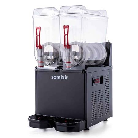 Samixir Twin Ice Slush Granita ve Meyve Suyu Dispenseri, 12+12 L, Siyah