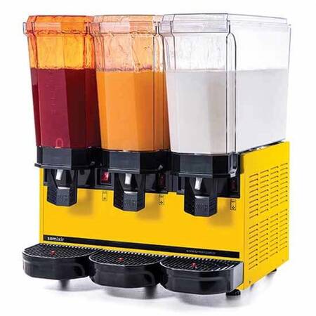 Samixir Klasik Fıskiyeli Karıştırıcılı Soğuk İçecek Dispenseri, 3X20 Litre Sarı