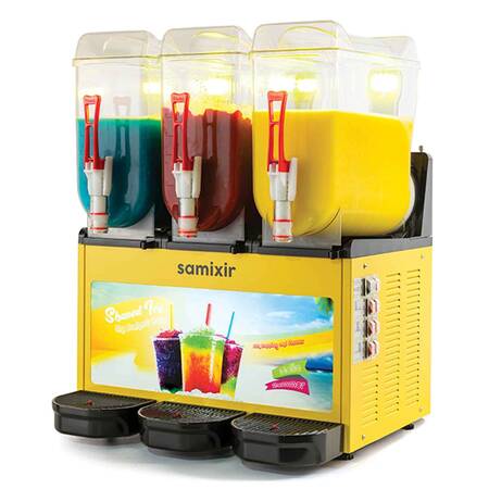 Samixir Trible Allure Ice Slush Granita ve Meyve Suyu Dispenseri, 12+12+12 L, Sarı