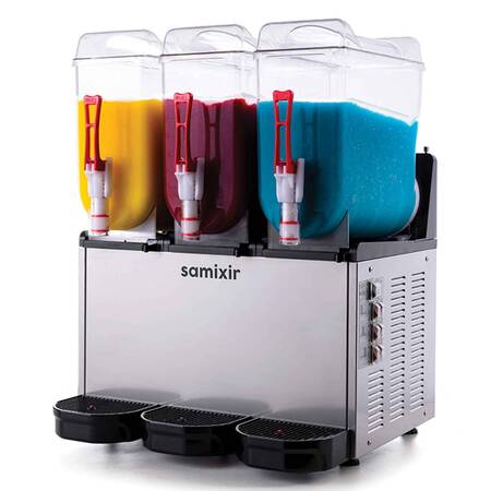 Samixir Triple Ice Slush Granita ve Meyve Suyu Dispenseri, 12+12+12 L, İnox