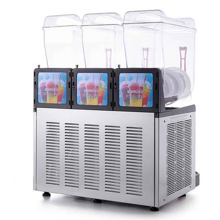 Samixir Triple Ice Slush Granita ve Meyve Suyu Dispenseri, 12+12+12 L, İnox