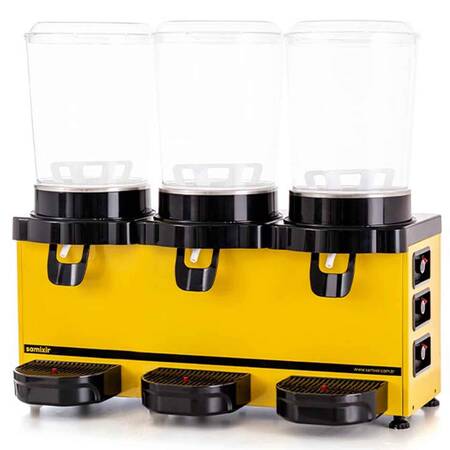Samixir Triple Soğuk İçecek Dispenseri, 10+10+10 L, Panaromik, Sarı