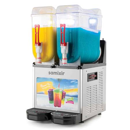 Samixir Twin Allure Ice Slush Granita ve Meyve Suyu Dispenseri, 12+12 L, İnox