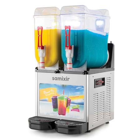 Samixir Twin Allure Ice Slush Granita ve Meyve Suyu Dispenseri, 12+12 L, İnox