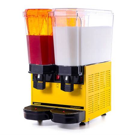 Samixir Twin Fıskiyeli Karıştırıcılı Soğuk İçecek Dispenseri, 2x20 Litre Sarı