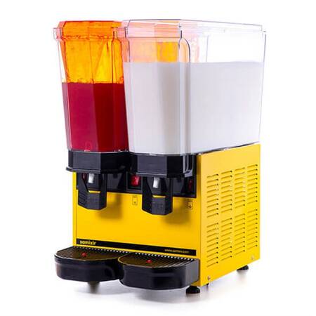 Samixir Twin Fıskiyeli Karıştırıcılı Soğuk İçecek Dispenseri, 2x20 Litre Sarı