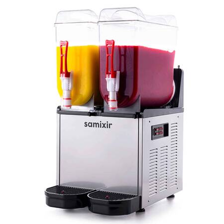 Samixir Twin Ice Slush Granita ve Meyve Suyu Dispenseri, 12+12 L, İnox