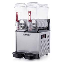 Samixir - Samixir Twin Ice Slush Granita ve Meyve Suyu Dispenseri, 12+12 L, İnox (1)