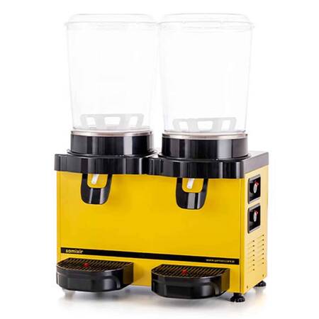 Samixir Twin Soğuk İçecek Dispenseri, 10+10 L, Panaromik, Sarı