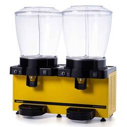 Samixir Twin Soğuk İçecek Dispenseri, 22+22 L, Fıskiyeli, Panaromik, Sarı - Thumbnail