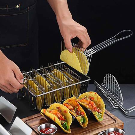 Taco Kızartma Sepeti, 6 Bölmeli, Paslanmaz Çelik