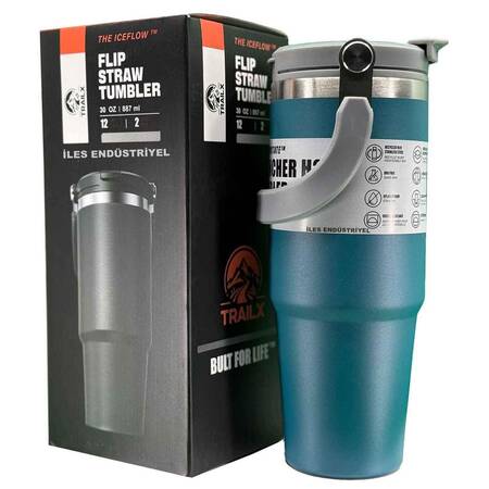 Trailx Vakumlu Termos, Paslanmaz Çelik 30 Oz/887 ml, Mavi