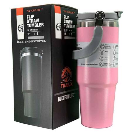Trailx Vakumlu Termos, Paslanmaz Çelik 30 Oz/887 ml, Pembe