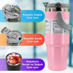 TRAİLX - Trailx Vakumlu Termos, Paslanmaz Çelik 30 Oz/887 ml, Pembe (1)