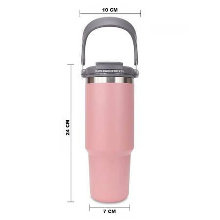 Trailx Vakumlu Termos, Paslanmaz Çelik 30 Oz/887 ml, Pembe