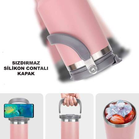 Trailx Vakumlu Termos, Paslanmaz Çelik 30 Oz/887 ml, Pembe