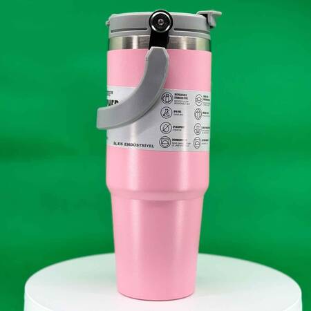 Trailx Vakumlu Termos, Paslanmaz Çelik 30 Oz/887 ml, Pembe