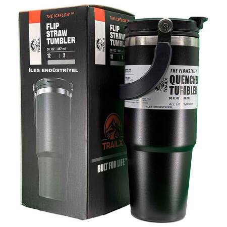 Trailx Vakumlu Termos, Paslanmaz Çelik 30 Oz/887 ml, Siyah