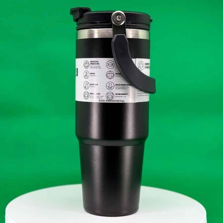 Trailx Vakumlu Termos, Paslanmaz Çelik 30 Oz/887 ml, Siyah