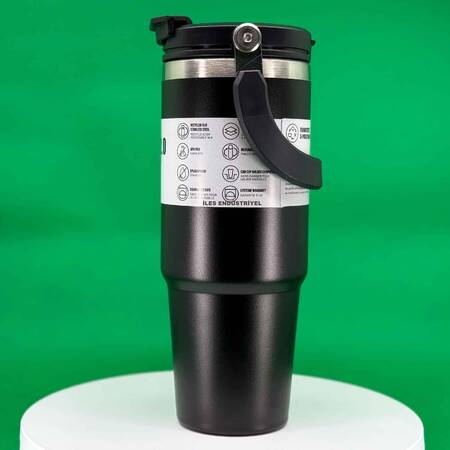 Trailx Vakumlu Termos, Paslanmaz Çelik 30 Oz/887 ml, Siyah