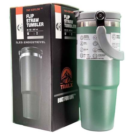 Trailx Vakumlu Termos, Paslanmaz Çelik 30 Oz/887 ml, Yeşil