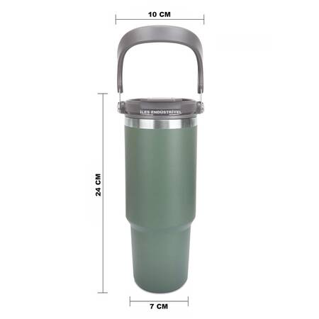 Trailx Vakumlu Termos, Paslanmaz Çelik 30 Oz/887 ml, Yeşil