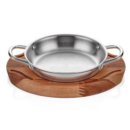 Yumurta Sahanı, Multi Metal Çelik, Ahşap Nihale, 14 Cm Yumurta Sahanı, Multi Metal Çelik, Ahşap Nihale, 14 Cm